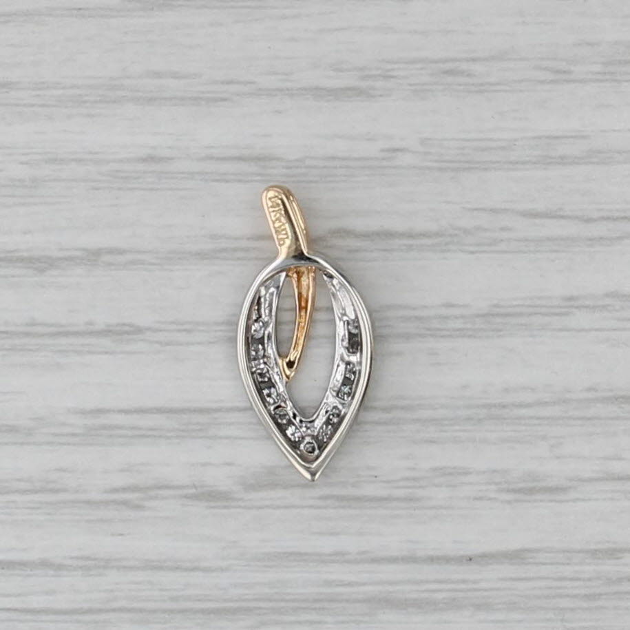 0.14ctw Diamond Leaf Pendant 14k White Yellow Gold Drop