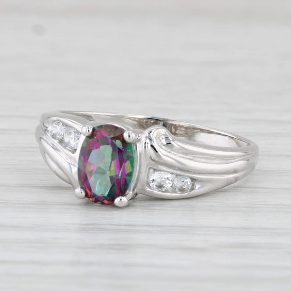1.10ctw Mystic Topaz Cubic Zirconia Ring 10k White Gold Size 6.75 Oval Solitaire