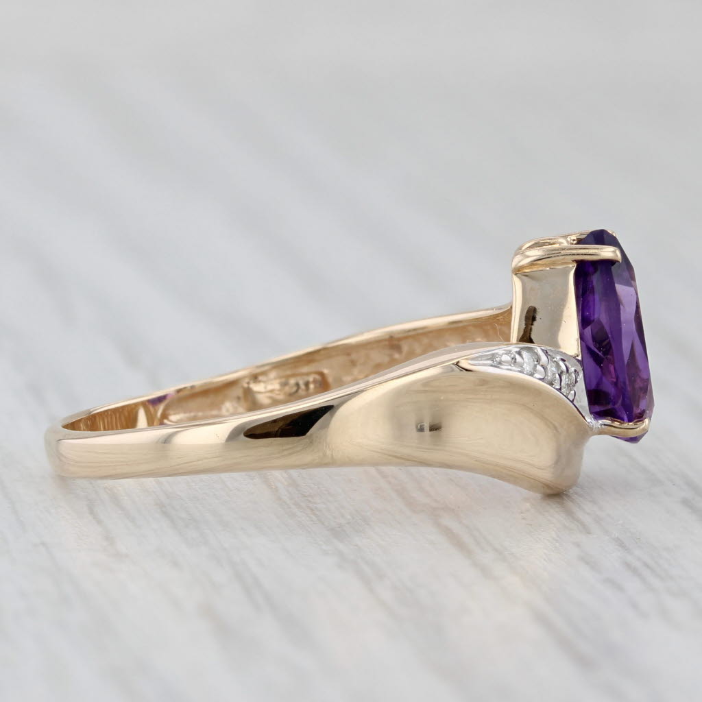 Light Gray 2.20ct Amethyst Pear Ring 14k Yellow Gold Diamond Accents Size 10.25