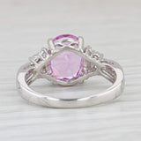 3.54ctw Oval Lab Created Pink Sapphire Diamond Ring 10k White Gold Size 7