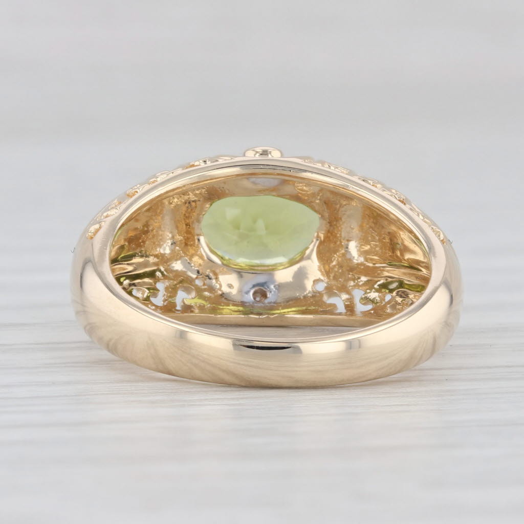 Light Gray 2.02ctw Oval Peridot Diamond Ring 14k Yellow Gold Size 7.25