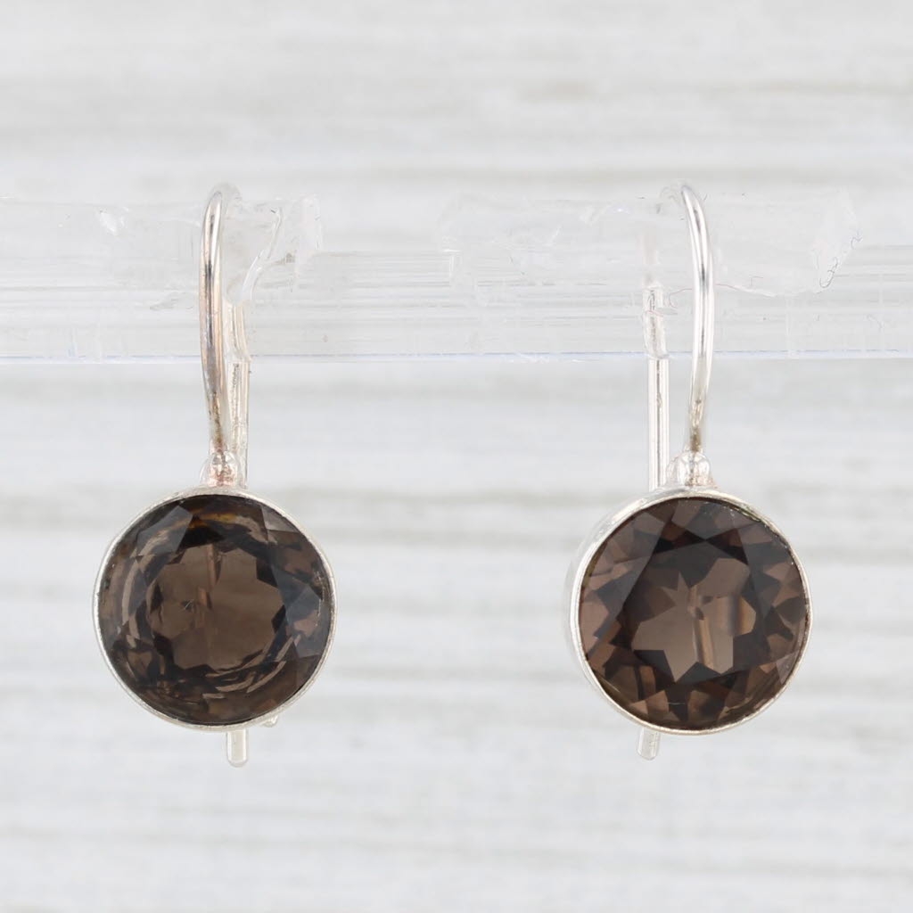 Light Gray 3.50ctw Smoky Quartz Drop Earrings Sterling Silver Hook Posts