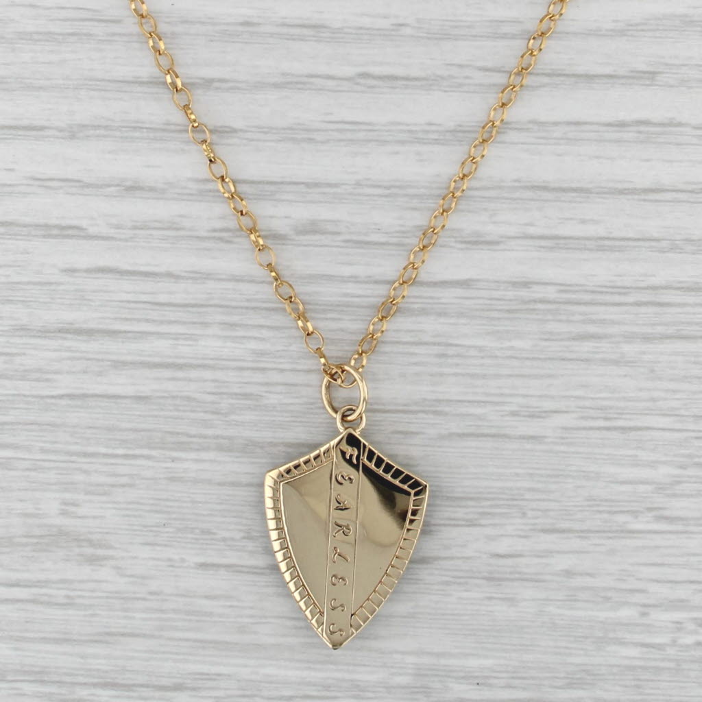 Monica KIosann Fearless Shield Pendant Necklace 18k Gold Tourmaline Garnet 18"