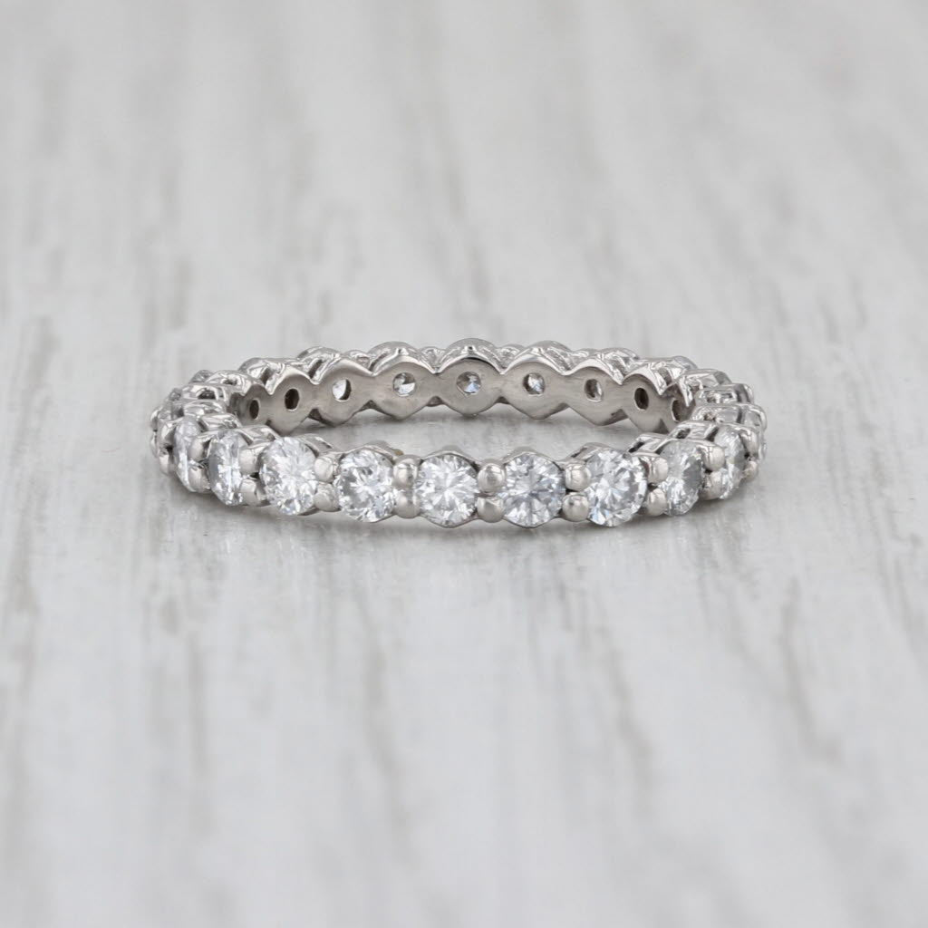 1.25ctw Diamond Eternity Band Platinum Wedding Annivesary Stackable Ring Size 6