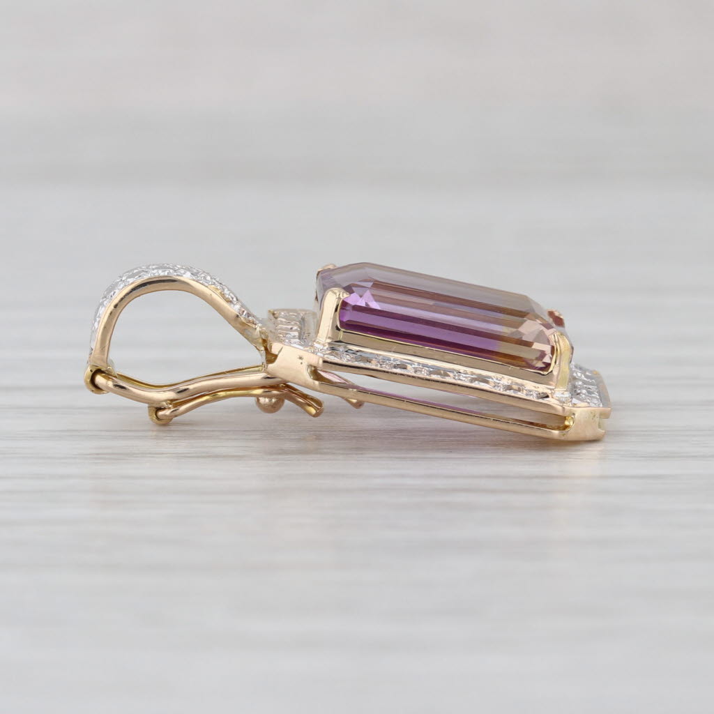 5.50ct Purple Yellow Ametrine Pendant 14k Gold Enhancer Clip Bail