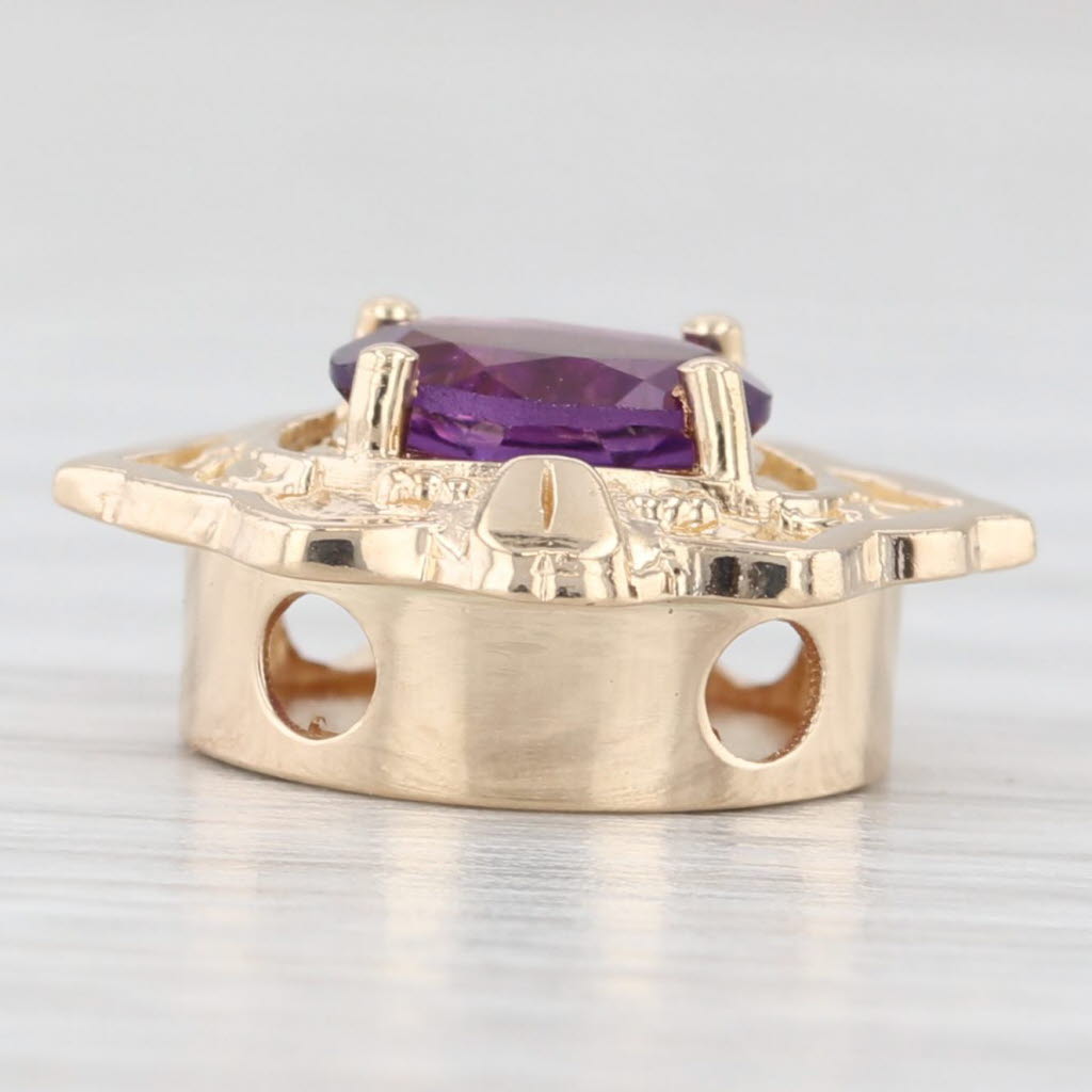 Light Gray 0.67ct Oval Amethyst Solitaire Slide Bracelet Charm 14k Gold Richard Glatter