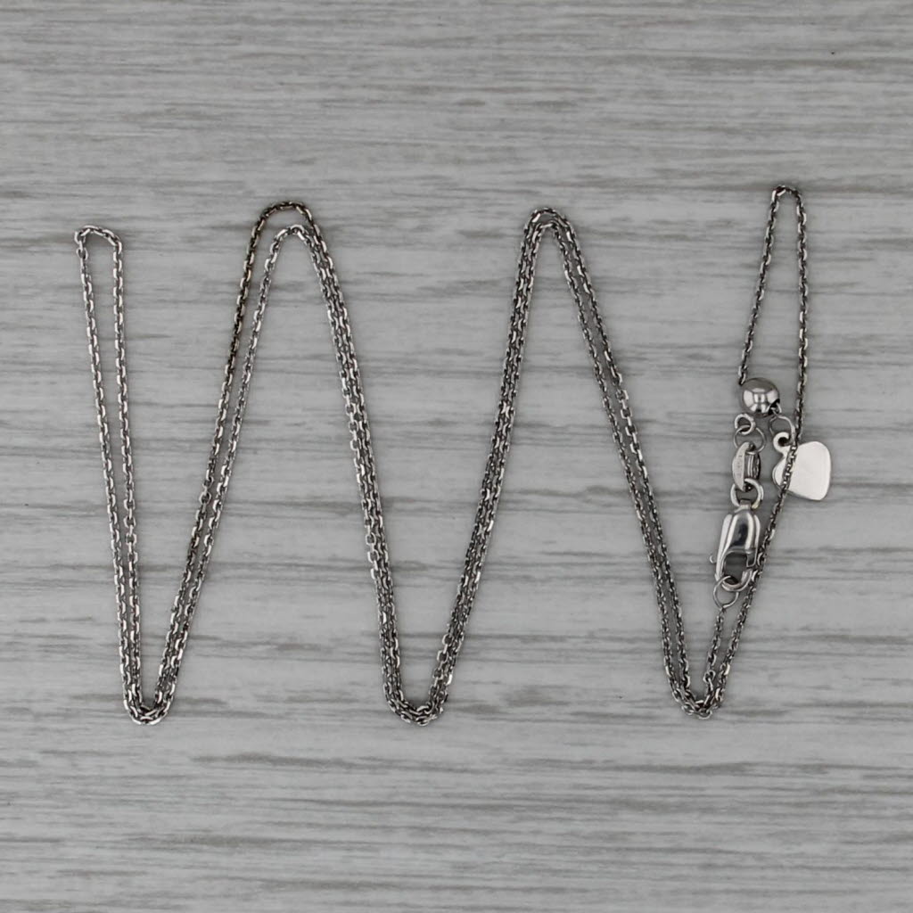 22" Adjustable Necklace 14k White Gold Cable Ball Slide