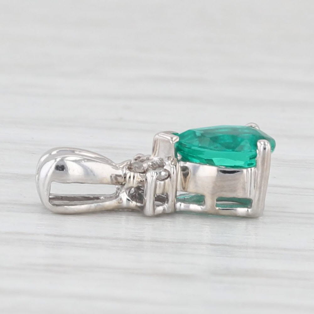 Light Gray 0.35ct Lab Created Emerald Teardrop Diamond Pendant 14k White Gold