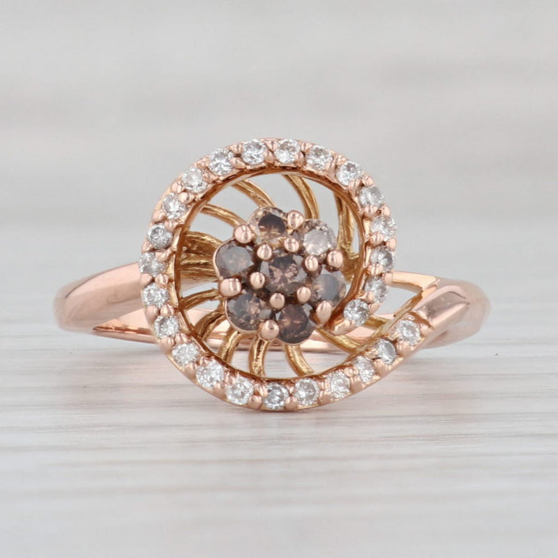 Light Gray 0.41ctw Argyle Diamond Cluster Swirl Ring 14k Rose Gold Size 7