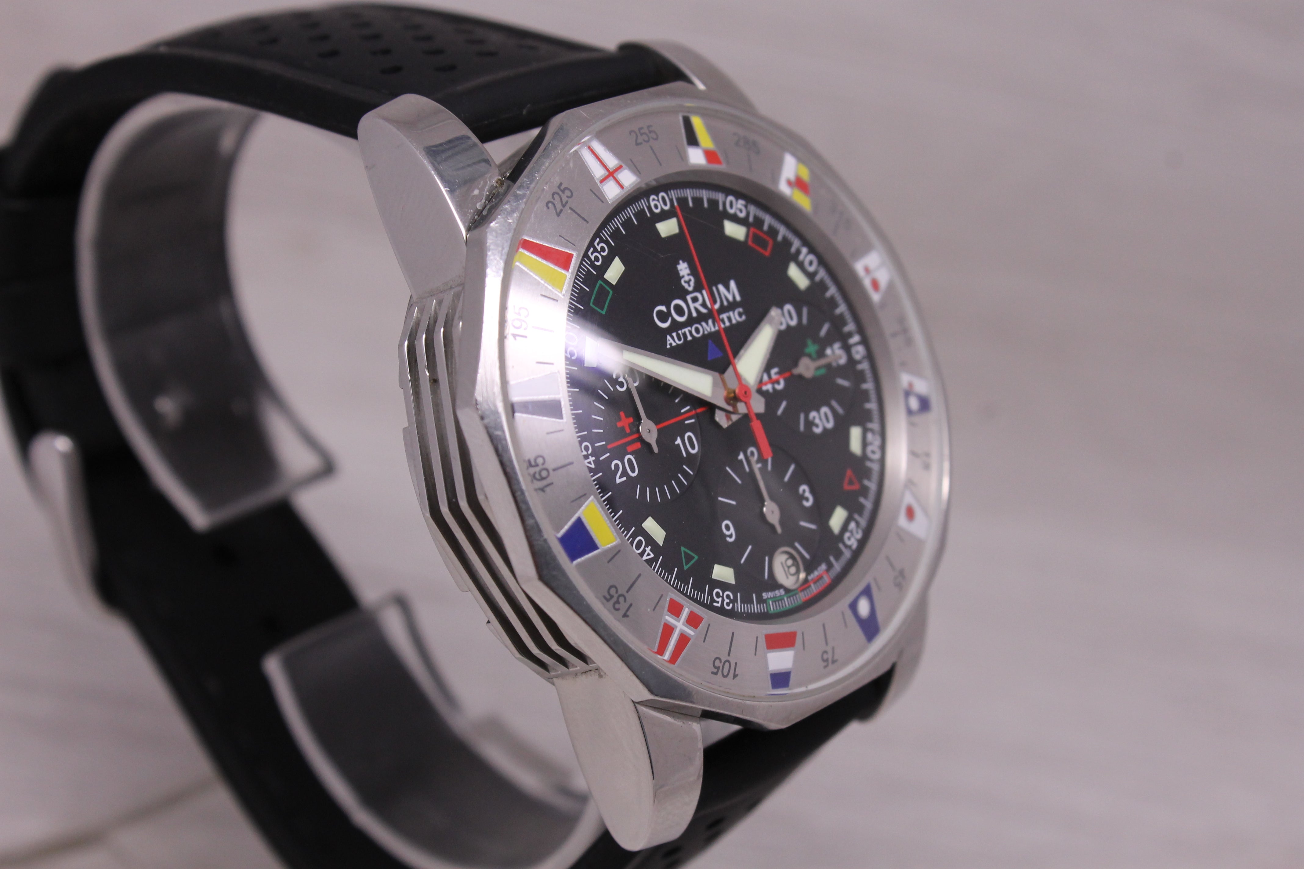 Corum Admirals Cup 285.630.20 Mens Steel 44mm Automatic Chronograph Watch
