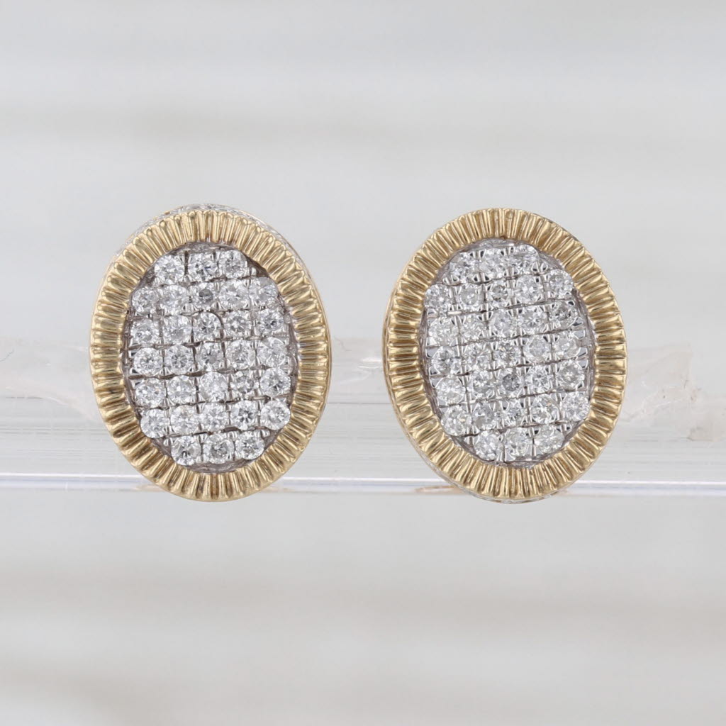 0.62ctw Diamond Cluster Hidden Halo Stud Earrings 10k Gold Screw Backs Studs
