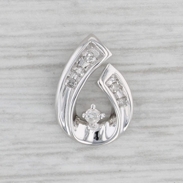 Small Diamond Teardrop Pendant 10k White Gold