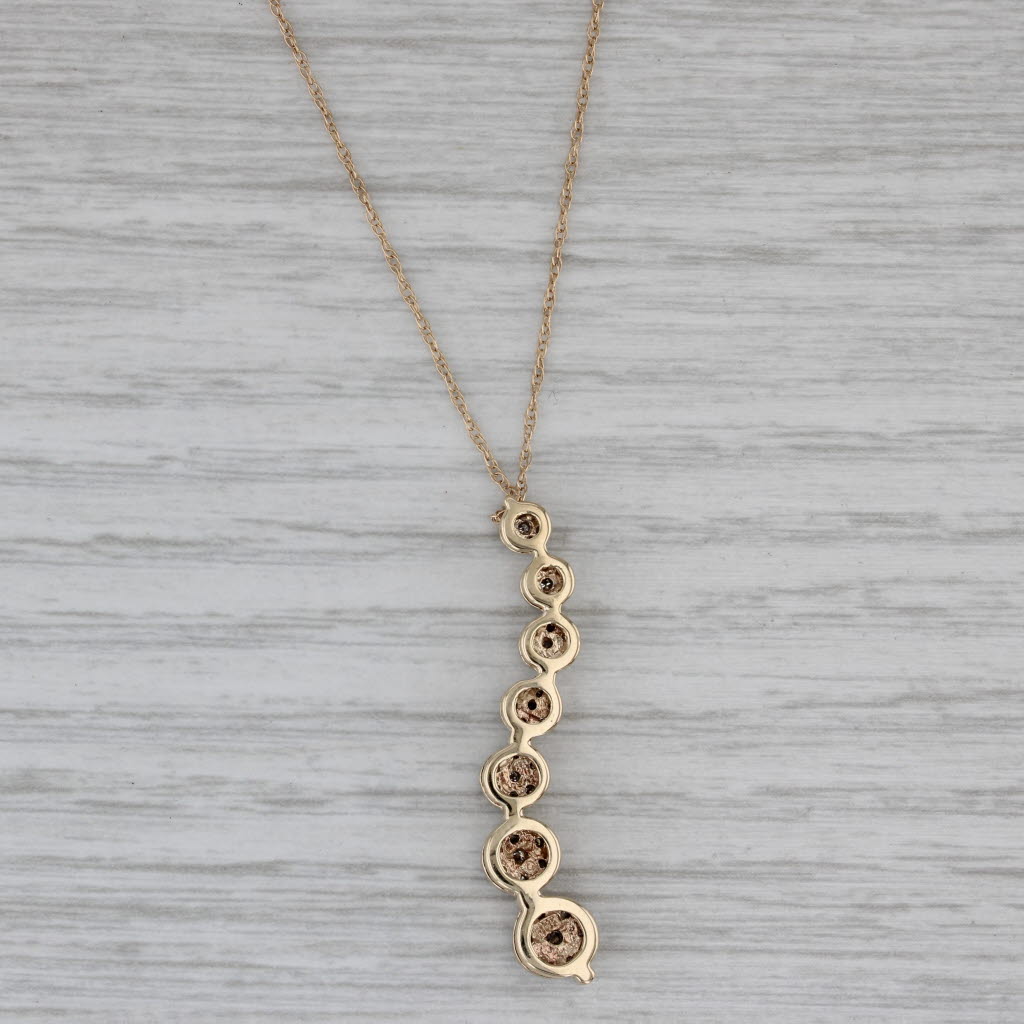 Gray 0.45ctw Diamond Journey Pendant Necklace 10k Yellow Gold 18.25" Rope Chain