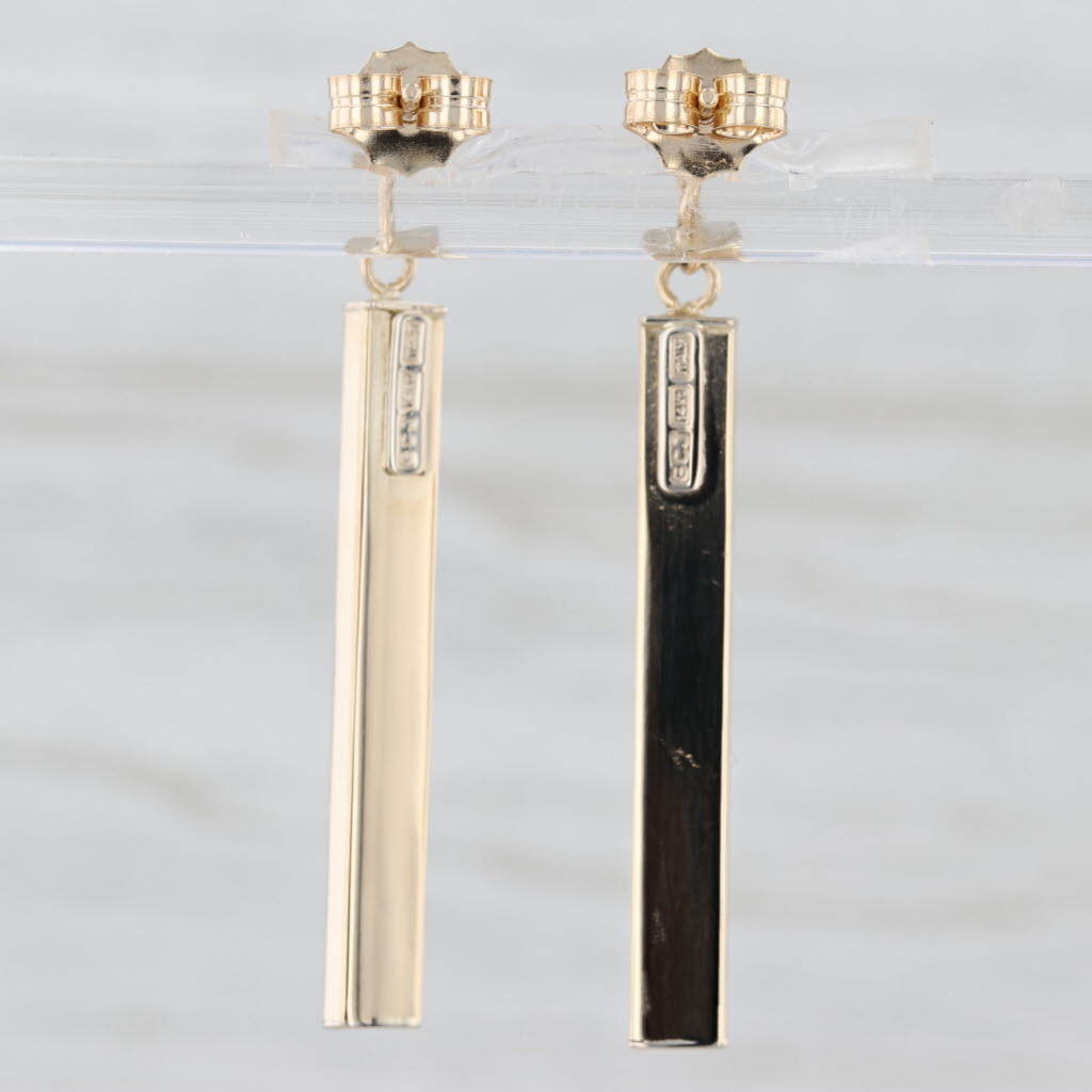 Italian Bar Dangle Earrings 14k Yellow Gold Drops