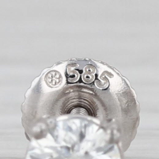 0.66ctw Round Diamond Solitaire Stud Earrings 14k White Gold Studs Screw Back