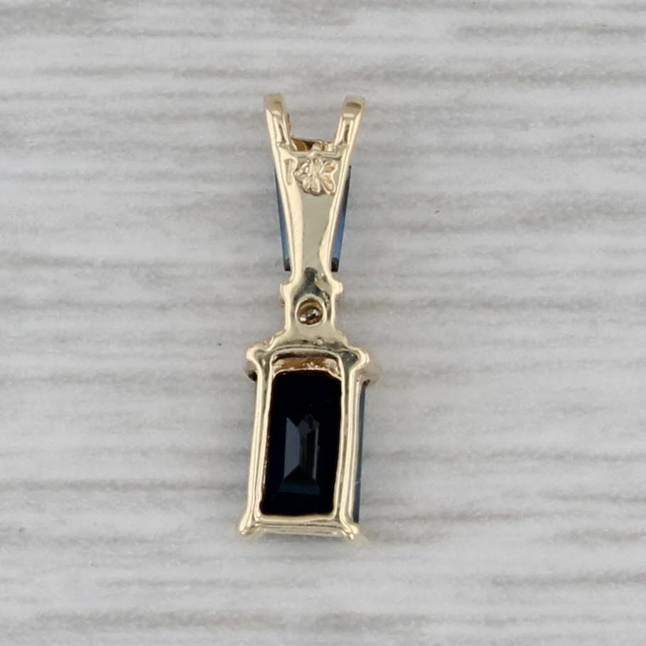 Gray 0.41ctw Blue Sapphire Diamond Pendant 14k Yellow Gold Small Drop