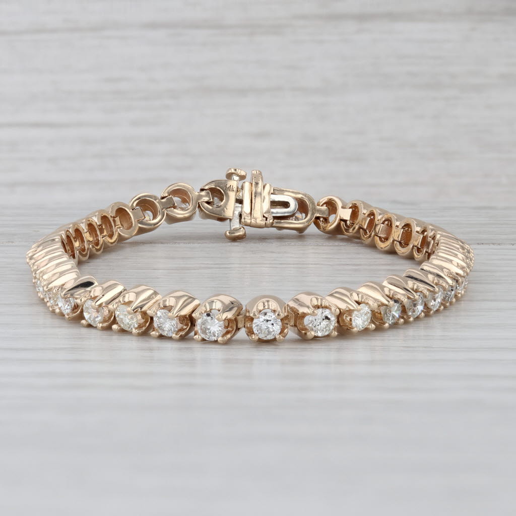 3ctw Diamond Tennis Bracelet 14k Yellow Gold 6.5" 4.4mm