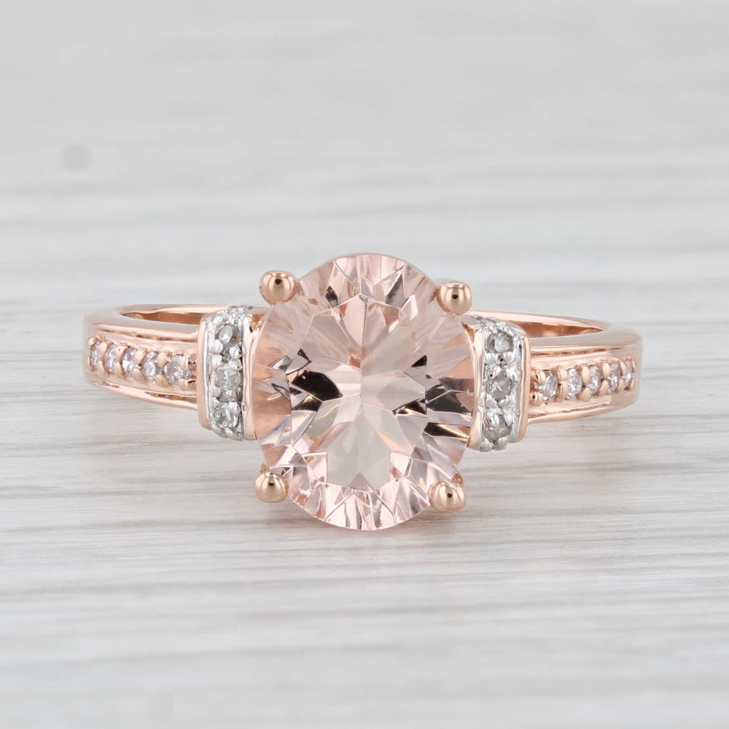 Light Gray 2.48ctw Oval Pink Morganite Diamond Ring 10k Rose Gold Size 8 Engagement