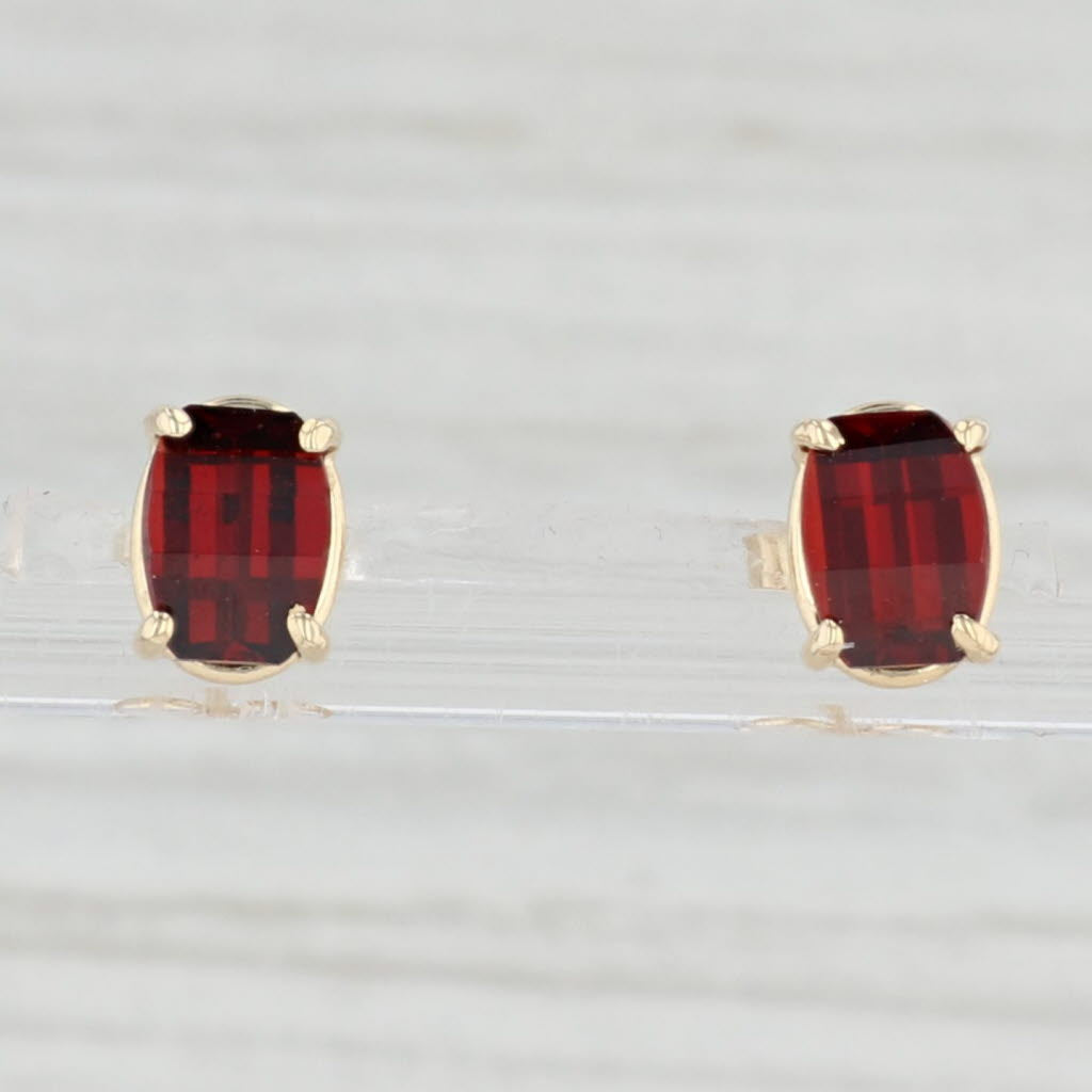 Light Gray 5ctw Garnet Stud Earrings 14k Yellow Gold Solitaire Studs January Birthstone