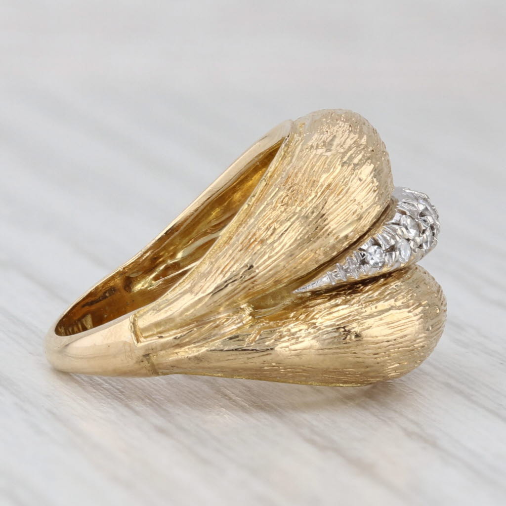 Light Gray 0.14ctw Diamond Ring 18k Yellow Gold Size 4.75 Etched Finish