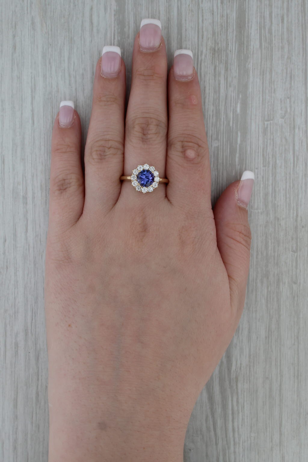 2.46ctw Tanzanite Diamond Halo Ring 14k Yellow Gold Size 9 Engagement