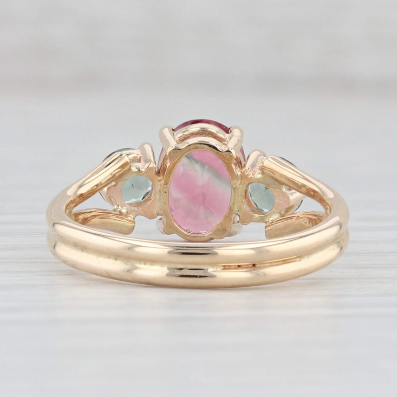 Light Gray 2.25ctw Pink Green Tourmaline Ring 14k Yellow Gold Size 8.25