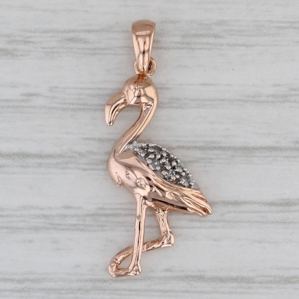 Gray Diamond Accented Flamingo Pendant 10k Rose Gold