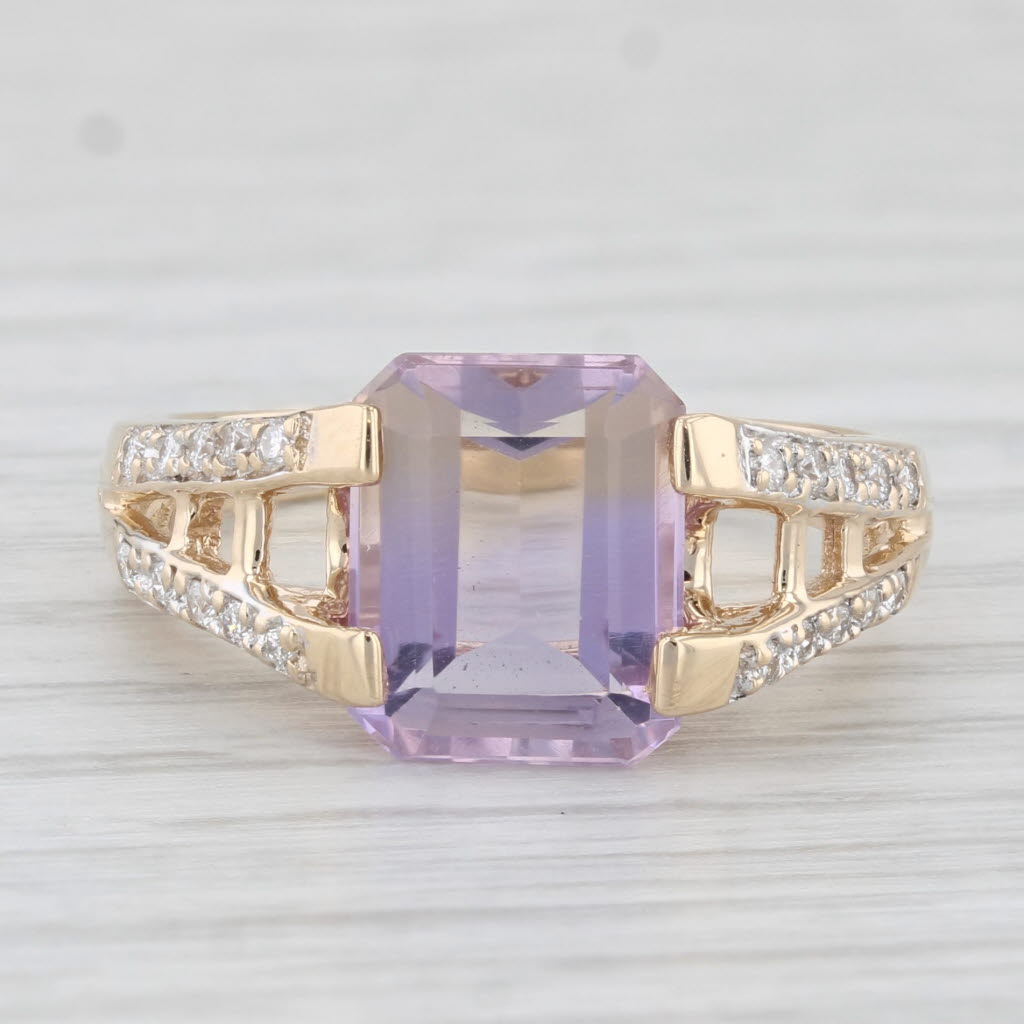 Light Gray 2.80ctw Purple Ametrine Diamond Ring 14k Yellow Gold Size 7