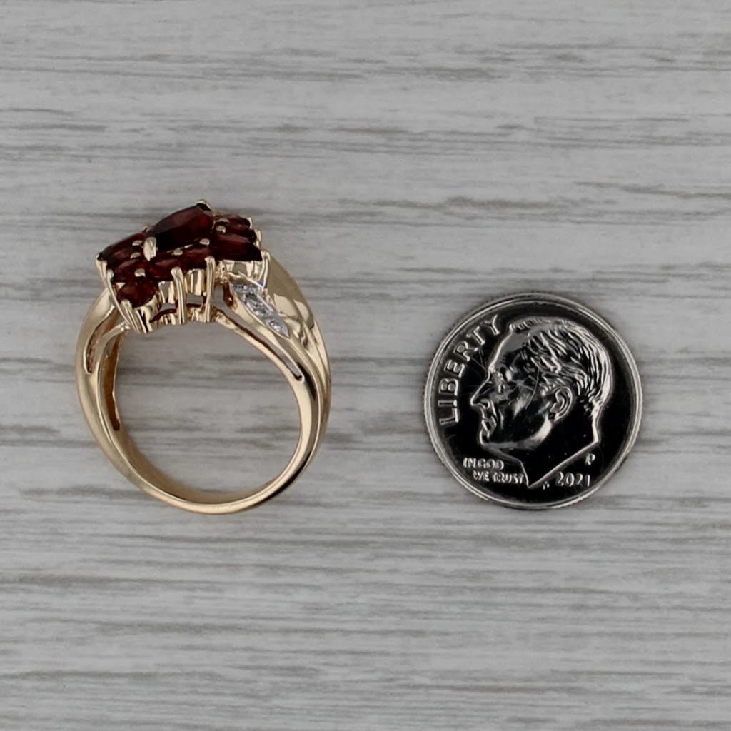 3.20ctw Garnet Halo Cocktail Ring 10k Yellow Gold Size 6.5 Bypass