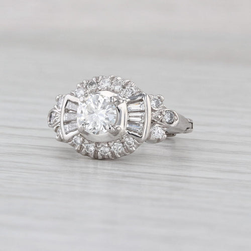Vintage 0.94ctw Diamond Engagement Ring Platinum Size 3.5 Arthritic Shank