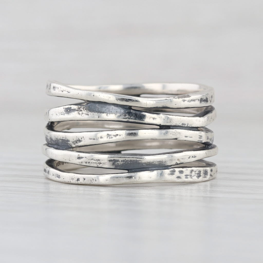 James Avery Stacked Hammered Ring Sterling Silver Size 9 Statement