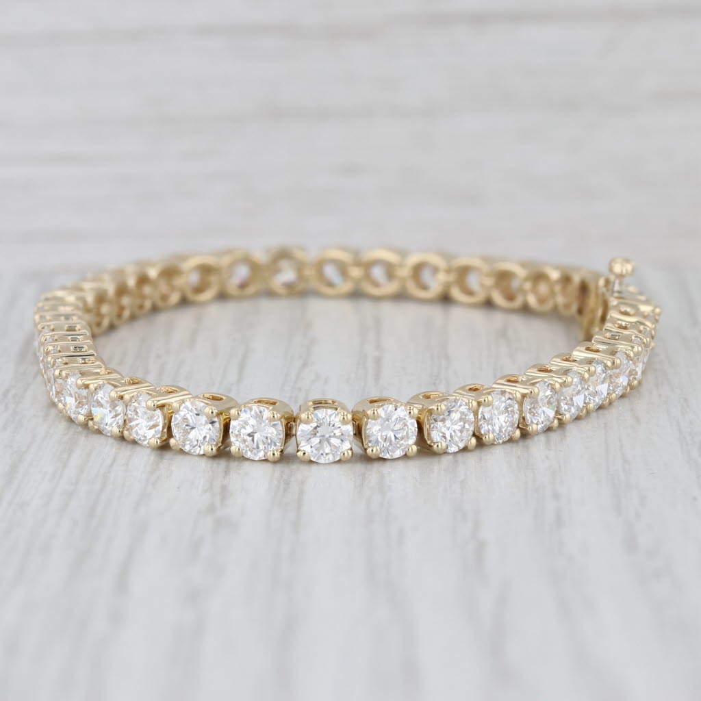 New Lab Grown Diamond Tennis Bracelet 14k Yellow Gold 6.75" 4.3mm