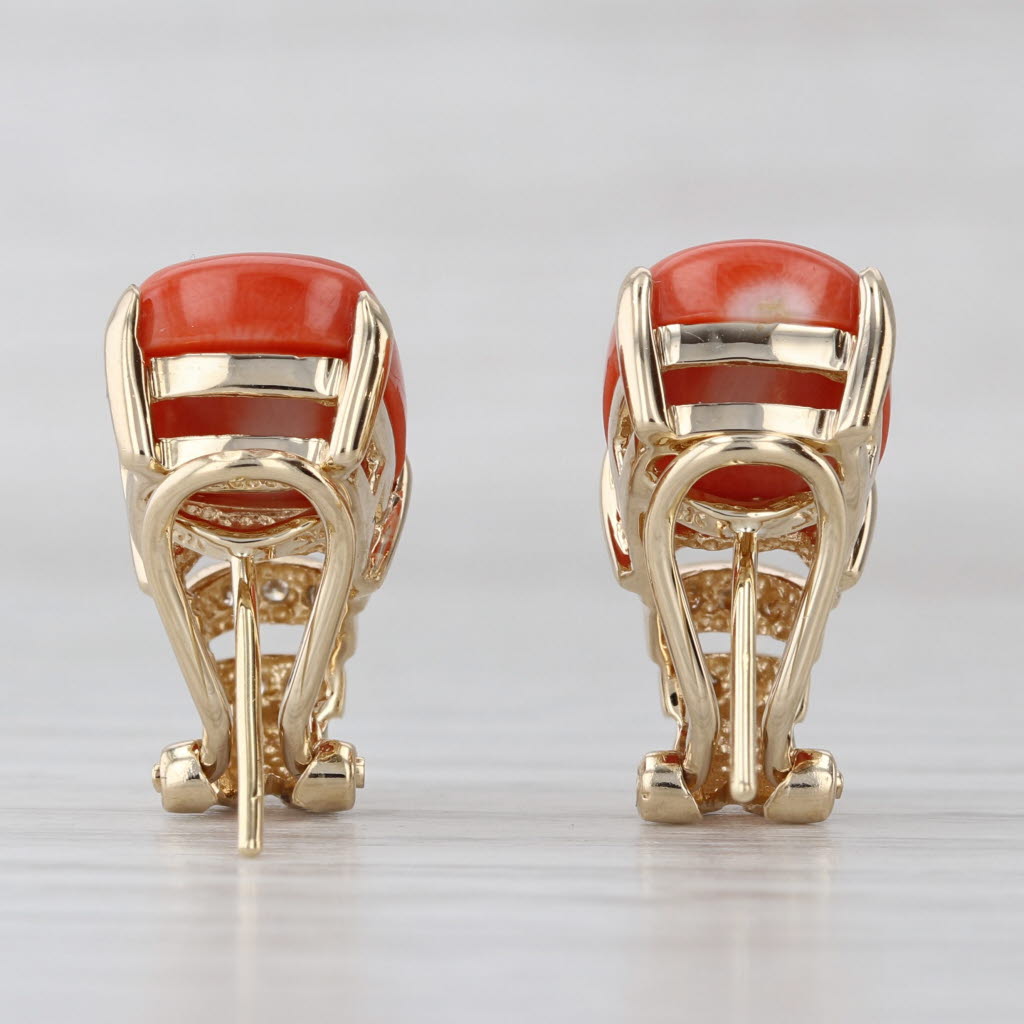 Le Vian Coral Diamond J-Hook Earrings 14k Yellow Gold Omega Back Drops