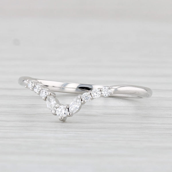 New Contoured 0.15ctw Diamond Ring 14k White Gold Wedding Band Guard Size 6.75