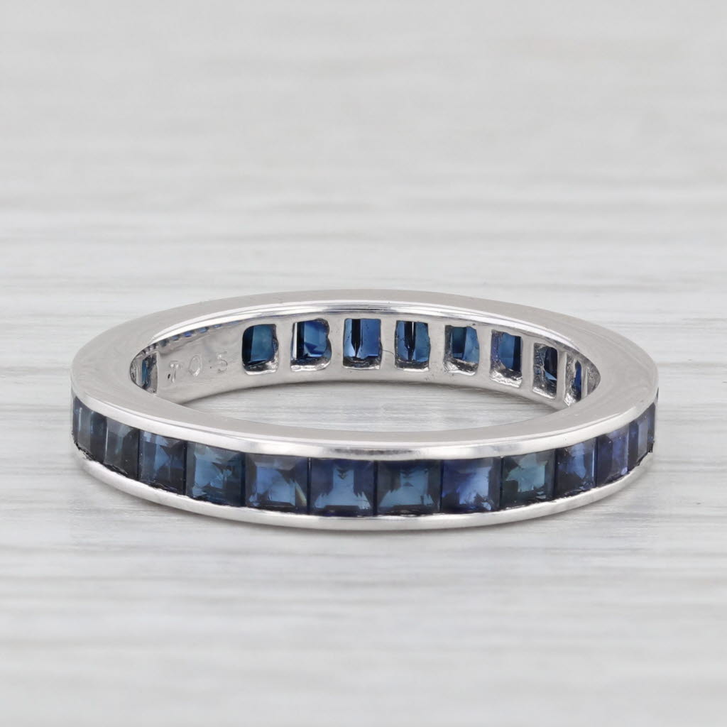 Light Gray 1.96ctw Blue Sapphire Eternity Band 18K White Gold Wedding Stackable Ring