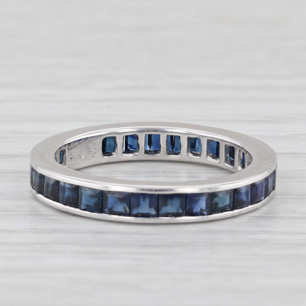 1.96ctw Blue Sapphire Eternity Band 18K White Gold Wedding Stackable Ring