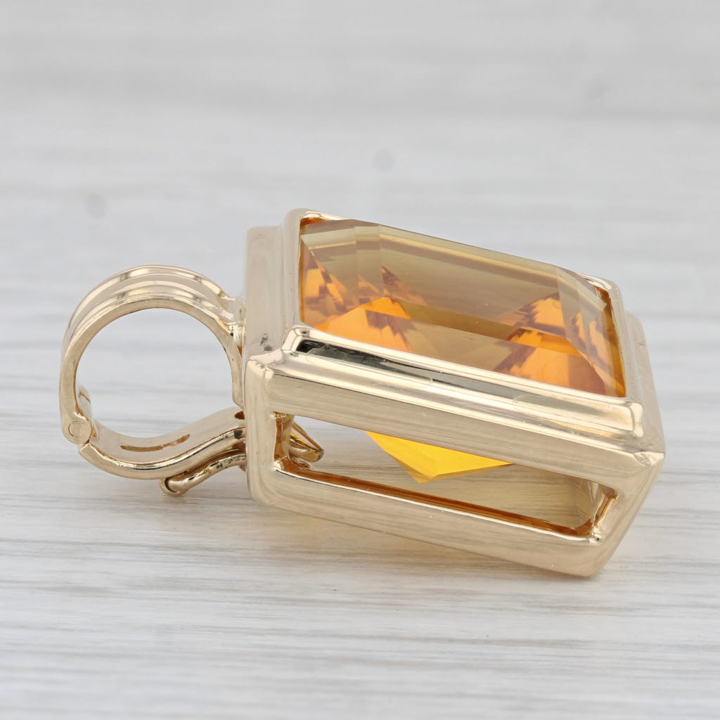 Light Gray 47.50ct Orange Citrine Statement Enhancer Pendant 18k Yellow Gold Clip Bail