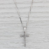 Light Gray 0.35ctw Diamond Cross Pendant Necklace 14k White Gold 18" Box Chain