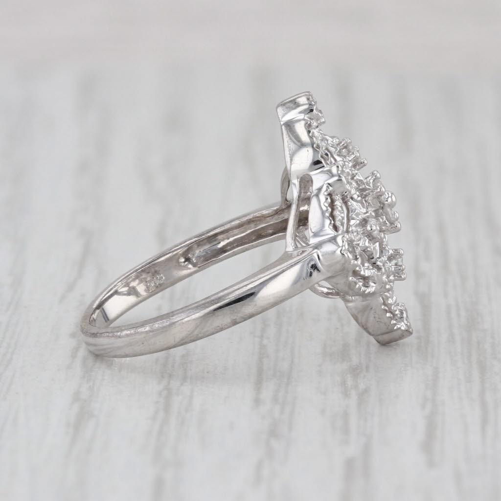 0.23ctw Diamond Openwork Filigree Style Ring 10k White Gold Size 7.25