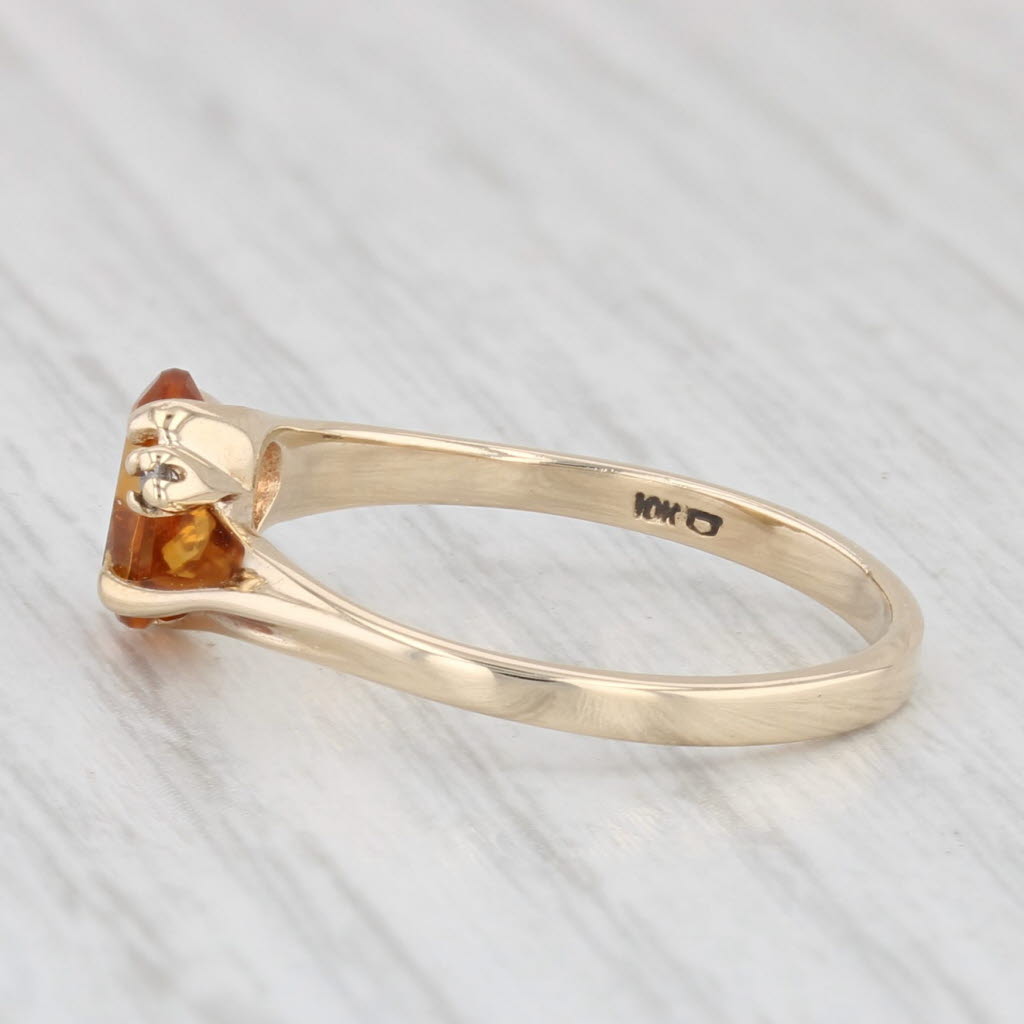 Light Gray 0.70ct Oval Citrine Solitaire Ring 10k Yellow Gold Size 6.25 Diamond Accents