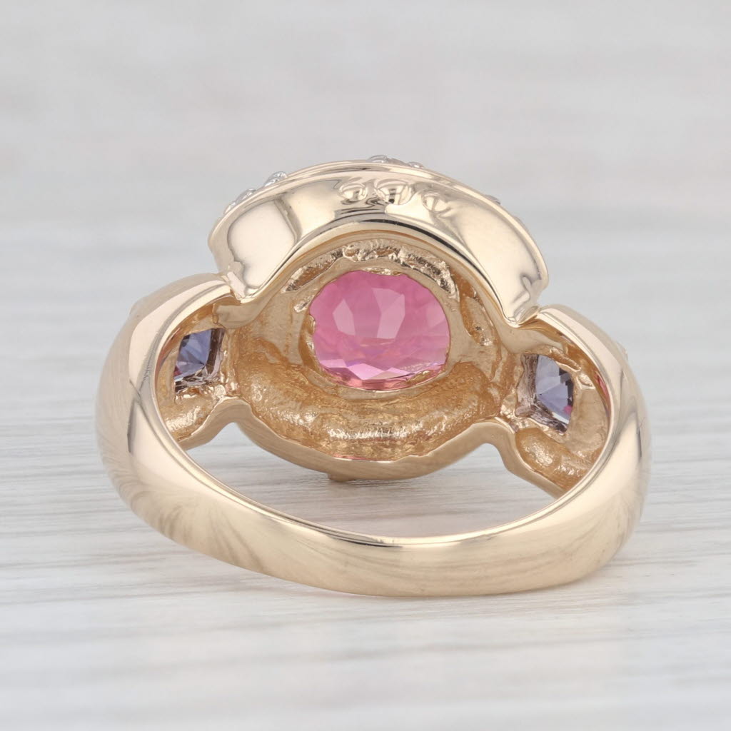 Light Gray 6.50ctw Pink Tourmaline Iolite Diamond Ring 14k Yellow Gold Size 9