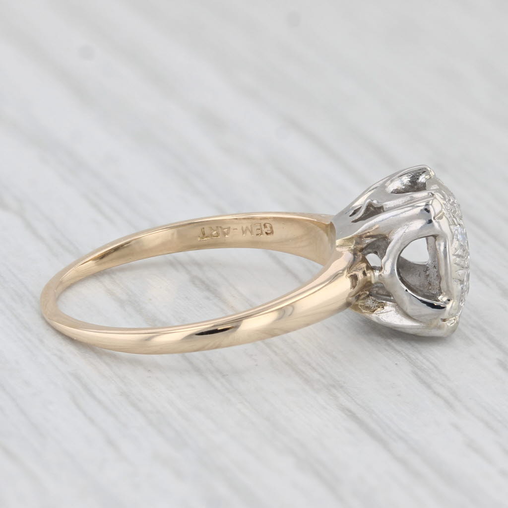 Light Gray Vintage 0.15ctw Diamond Ring 14k White Yellow Gold Size 6.25 Engagement