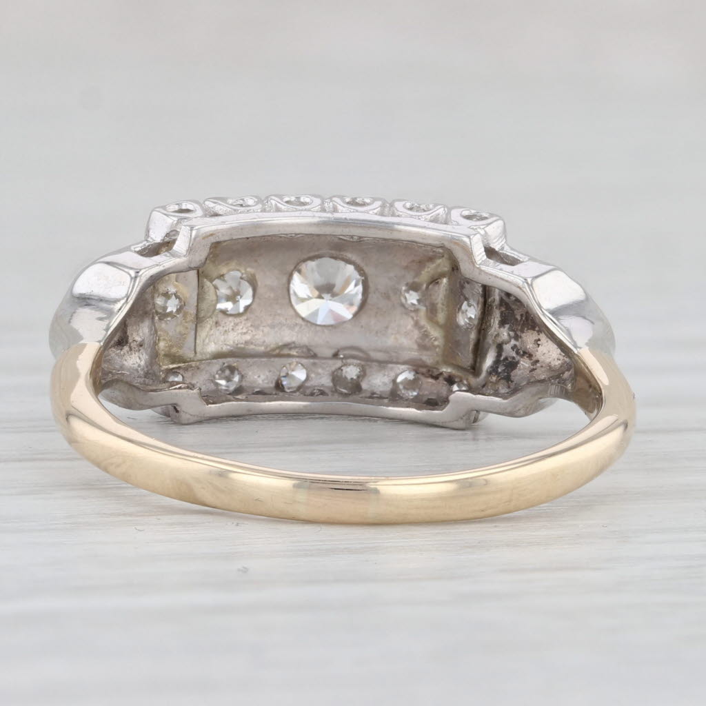 Light Gray Vintage Art Deco 0.46ctw Diamond Ring 14k Gold Engagement Size 9.5