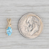 0.55ct Oval Blue Topaz Pendant 10k Yellow Gold Small Drop