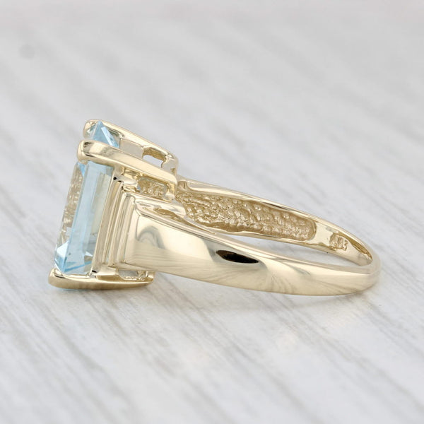 5ct Emerald Cut Aquamarine Solitaire Ring 14k Yellow Gold Size 6.25