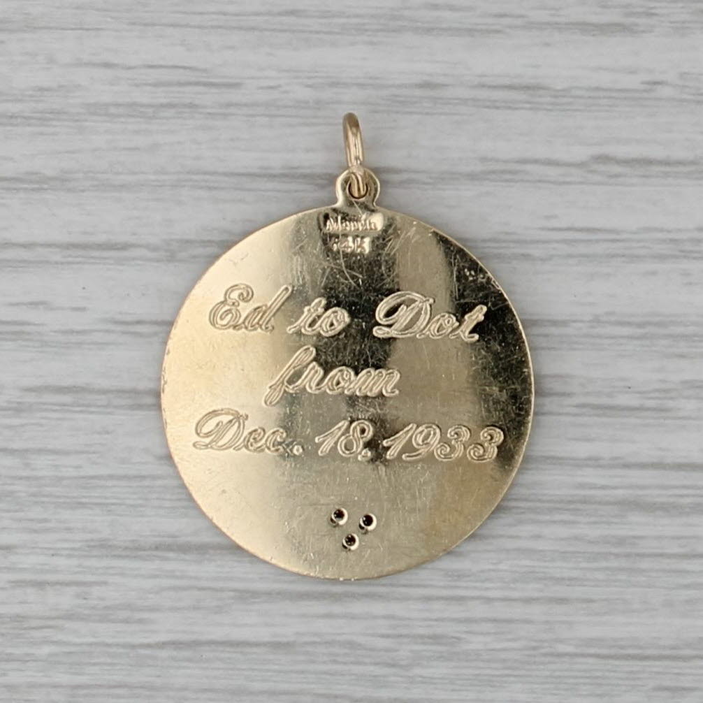 Je T'aime Plus Qu'hier moins Que Demain Diamond Heart Medallion Pendant 14k Gold