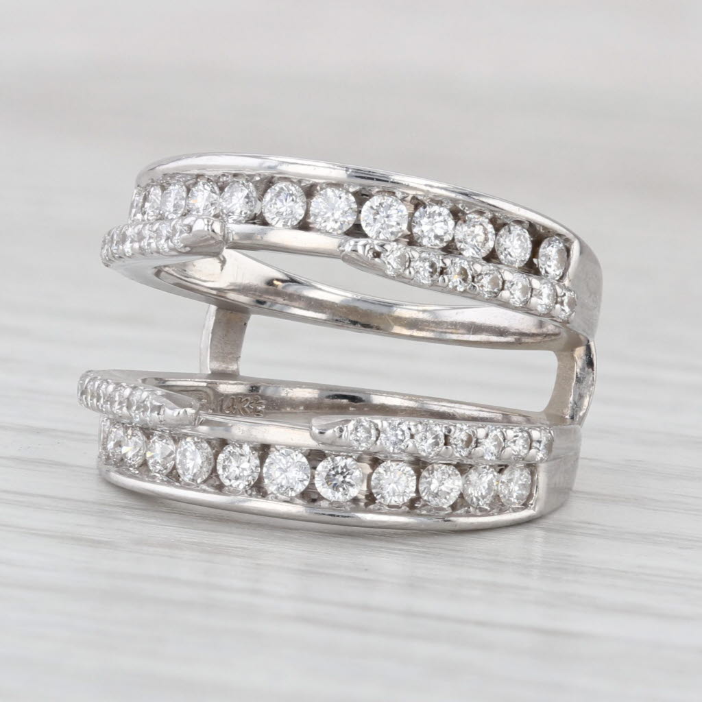 0.85ctw Diamond Ring Jacket Enhancer Guard 14k White Gold Wedding Band Size 6.5