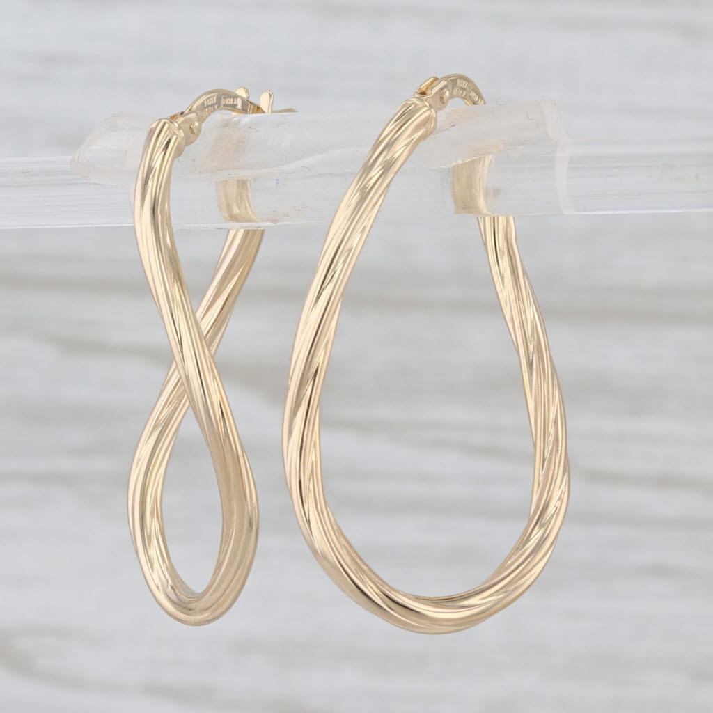 Curved Hoop Earrings 14k Yellow Gold Snap Top Oval Hoops
