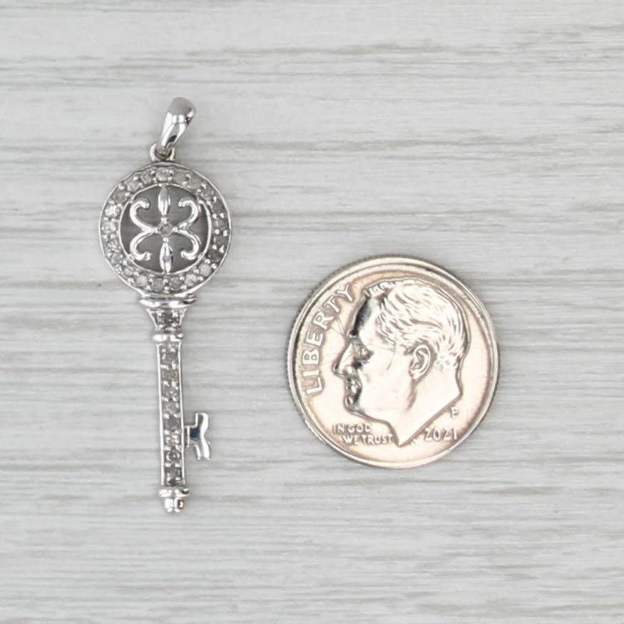 0.20ctw Diamond Skeleton Key Pendant 10k White Gold
