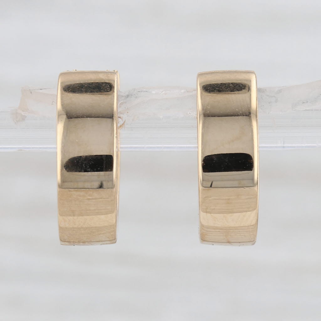 0.70ctw Black White Diamond Hoop Earrings 14k Yellow Gold Snap Top Round Hoops